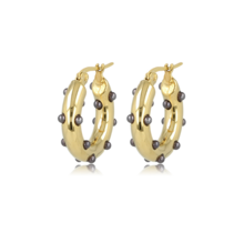 Zwarte Parel Gouden Oorring Elegantie