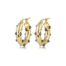 Zwarte Parel Gouden Oorring Elegantie