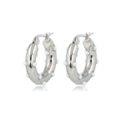 Elegante Zilveren Oorring met Stralende Witte Parels