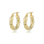Elegante gouden oorring met stralende witte parels
