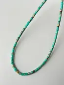 NatuursteenTurkoois green Kralen Ketting Met 18k Verguld Roestvrij Staal Kleurrijke Heishi