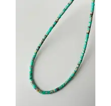 NatuursteenTurkoois green Kralen Ketting Met 18k Verguld Roestvrij Staal Kleurrijke Heishi