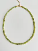 Natuursteen Jade Kralen Ketting Met 18k Verguld Roestvrij Staal Kleurrijke Heishi