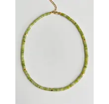 Natuursteen Jade Kralen Ketting Met 18k Verguld Roestvrij Staal Kleurrijke Heishi