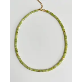 Natuursteen Jade Kralen Ketting Met 18k Verguld Roestvrij Staal Kleurrijke Heishi