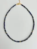 Natuursteen  Donkerblauw Keizerlijk Turkoois Kralen Ketting Met 18k Verguld Roestvrij Staal Kleurrijke Heishi
