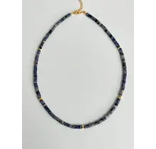 Natuursteen  Donkerblauw Keizerlijk Turkoois Kralen Ketting Met 18k Verguld Roestvrij Staal Kleurrijke Heishi
