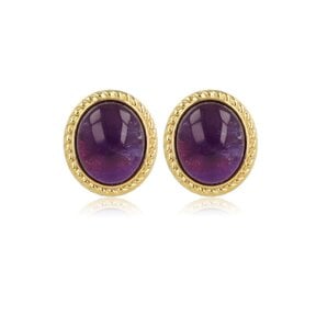 Vintage Oorbellen met Edelsteen • Amethist