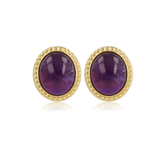 Vintage Oorbellen met Edelsteen • Amethist