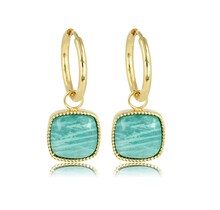 Gouden Oorring met Amazonite Edelsteen 38mm