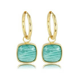 Gouden Oorring met Amazonite Edelsteen 38mm