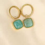 Gouden Oorring met Amazonite Edelsteen 38mm