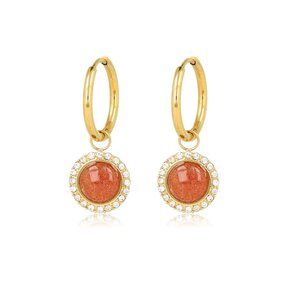 Elegante Oorbellen met Edelsteen & Zirkonia • Berry Quartz