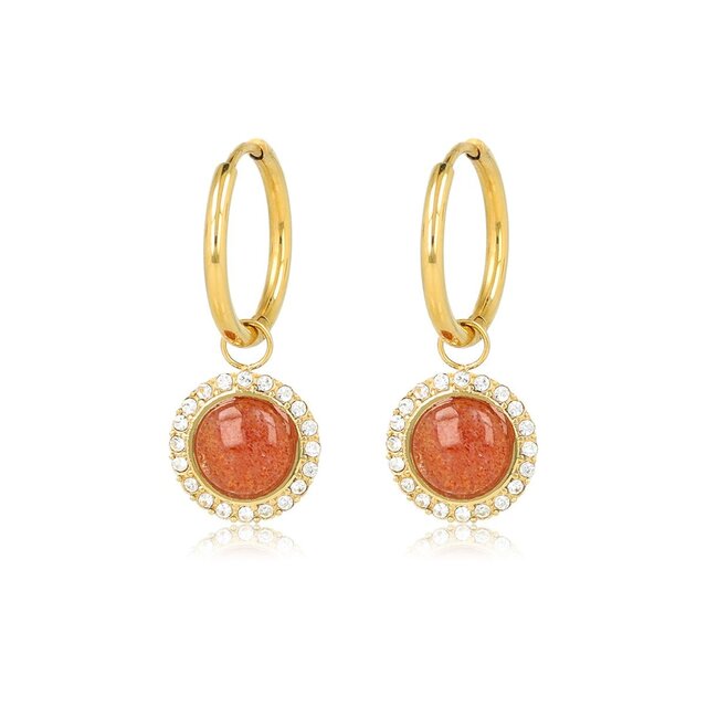 Elegante Oorbellen met Edelsteen & Zirkonia • Berry Quartz