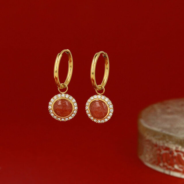 Elegante Oorbellen met Edelsteen & Zirkonia • Berry Quartz