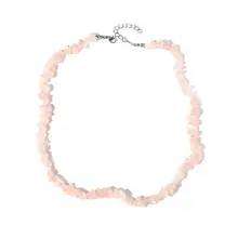 Natuursteen Schilfer Rozenkwarts Splitter Halsketting Onregelmatig Handgemaakt Boho