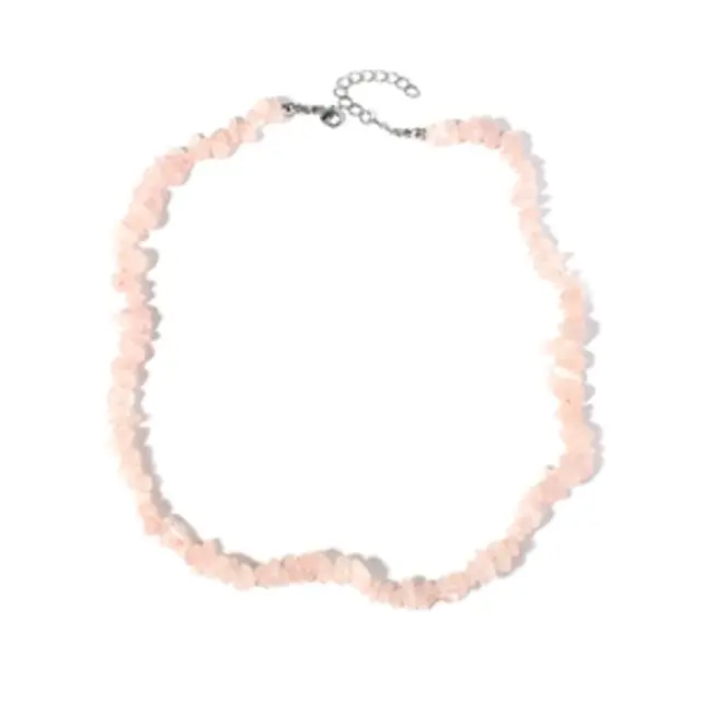 Natuursteen Schilfer Rozenkwarts Splitter Halsketting Onregelmatig Handgemaakt Boho