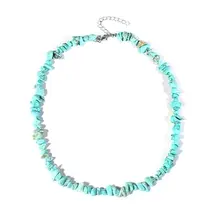 Natuursteen Blauwe Turkoois Splitter  Schilfer Halsketting Onregelmatig Handgemaakt Boho