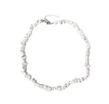 Natuursteen Witte Howliet Splitter  Schilfer Halsketting Onregelmatig Handgemaakt Boho