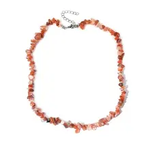 Natuursteen Rode Kwarts Splitter Schilfer Halsketting Onregelmatig Handgemaakt Boho