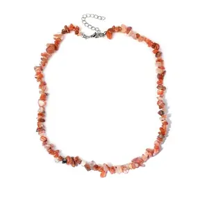 Natuursteen Rode Kwarts Splitter Schilfer Halsketting Onregelmatig Handgemaakt Boho