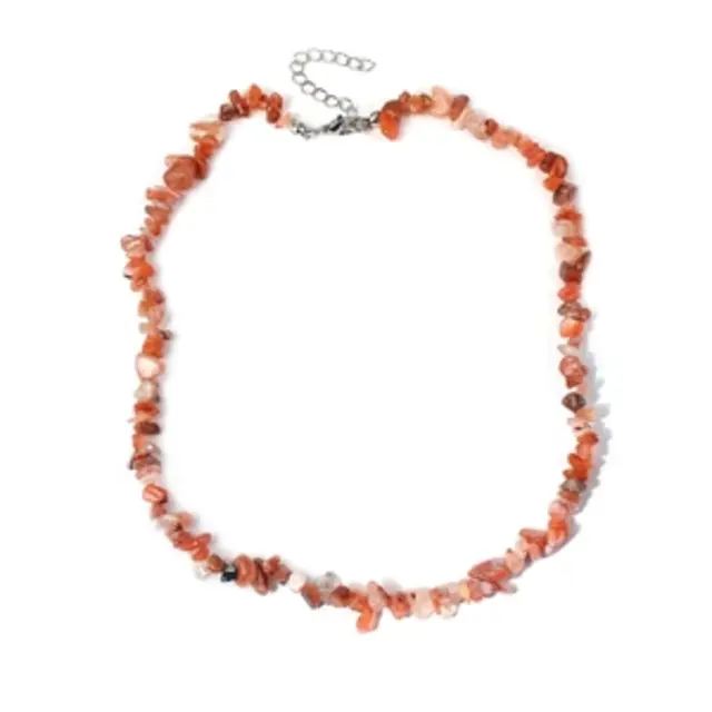Natuursteen Rode Kwarts Splitter Schilfer Halsketting Onregelmatig Handgemaakt Boho