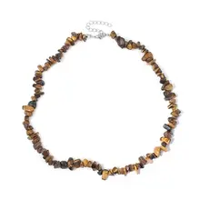 Natuursteen Gele Tijgeroog Splitter Schilfer Halsketting Onregelmatig Handgemaakt Boho
