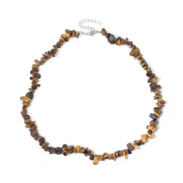 Natuursteen Gele Tijgeroog Splitter Schilfer Halsketting Onregelmatig Handgemaakt Boho
