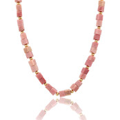 Ketting met Vierkante Edelstenen Kralen • Rhodoniet