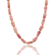 Ketting met Vierkante Edelstenen Kralen • Rhodoniet