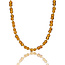 My Bendel Ketting met Facetgeslepen Vierkante Kralen • Bruine Glassteen