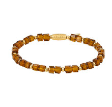 Armband met Facetgeslepen Vierkante Kralen • Bruine Glassteen