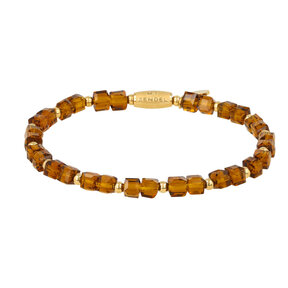 Armband met Facetgeslepen Vierkante Kralen • Bruine Glassteen