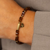 Armband met Facetgeslepen Vierkante Kralen • Bruine Glassteen