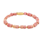 Armband met Vierkante Edelstenen Kralen • Rhodoniet