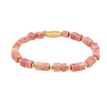 Armband met Vierkante Edelstenen Kralen • Rhodoniet