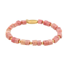 Armband met Vierkante Edelstenen Kralen • Rhodoniet