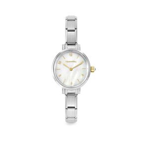 NOMINATION PARIS WATCH WITH STEEL STRAP AND OVAL HANDS WITH CZ WHITE MOTHER-OF-PEARL 076040/008