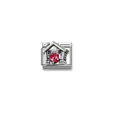 NOMINATION COMPOSABLE CLASSIC OXIDIZED SYMB.AND CUBIC ZIRC. AND SILVER 925 RED HEART HOUSE 330327/32