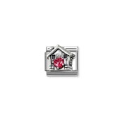NOMINATION COMPOSABLE CLASSIC OXIDIZED SYMB.AND CUBIC ZIRC. AND SILVER 925 RED HEART HOUSE 330327/32