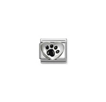 NOMINATION COMPOSABLE CLASSIC SYMBOLS IN , ENAMEL AND BLACK FOOTPRINT HEART 330204/51