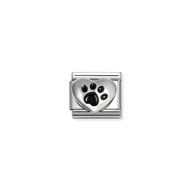 NOMINATION COMPOSABLE CLASSIC SYMBOLS IN , ENAMEL AND BLACK FOOTPRINT HEART 330204/51