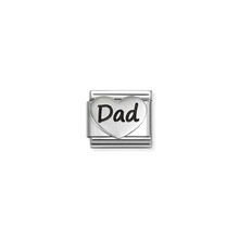 NOMINATION COMPOSABLE CLASSIC OXIDIZED SYMBOLS IN STEEL AND DAD HEART NEW 330114/24