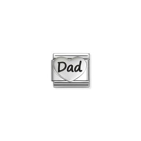 NOMINATION COMPOSABLE CLASSIC OXIDIZED SYMBOLS IN STEEL AND DAD HEART NEW 330114/24