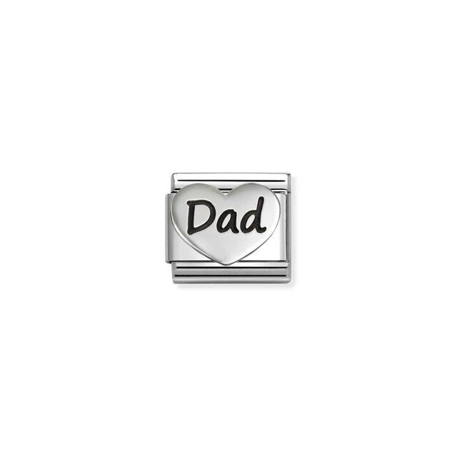 NOMINATION COMPOSABLE CLASSIC OXIDIZED SYMBOLS IN STEEL AND DAD HEART NEW 330114/24