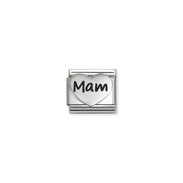 NOMINATION COMPOSABLE CLASSIC OXIDIZED SYMBOLS IN STEEL AND MAM HEART NEW 330114/23