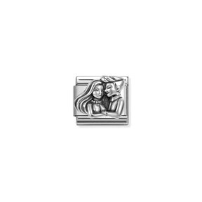 NOMINATION COMPOSABLE CLASSIC OXIDIZED SYMBOLS IN STEEL AND COUPLE 330114/09