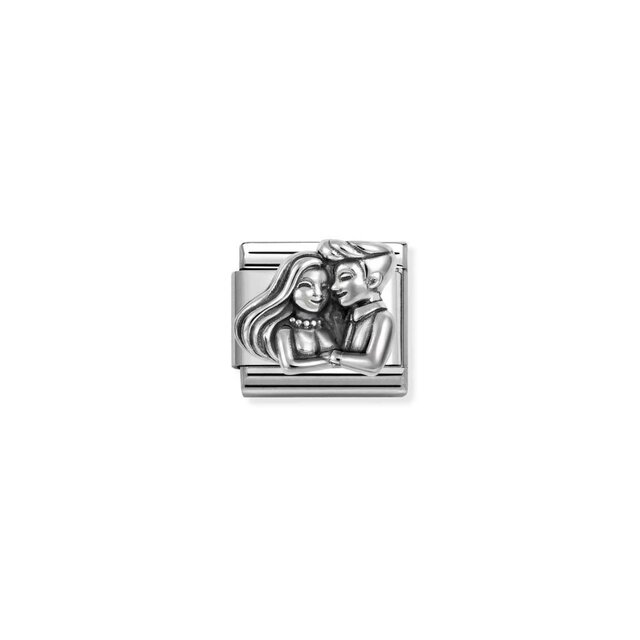 NOMINATION COMPOSABLE CLASSIC OXIDIZED SYMBOLS IN STEEL AND COUPLE 330114/09