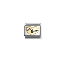NOMINATION COMPOSABLE CLASSIC SYMBOLS STEEL, ENAMEL AND 18K GOLD BEST MOM HEART 030285/92