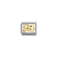 NOMINATION COMPOSABLE CLASSIC SYMBOLS STEEL, ENAMEL AND 18K GOLD BLUE BOOK 030285/85